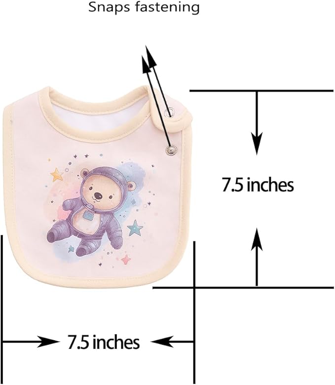 Maiwa 6 Pack Waterproof Cotton Baby Bibs for Girls Boys for Drooling Eating with Snaps