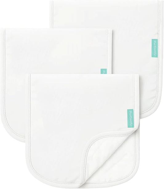 PurComfy Supersoft Burp Cloths, Premium Bamboo Viscose Baby Burp Cloths, Absorbent & Skin-Friendly, Large 21” x 10”, Unisex Baby Essentials for Feeding, Spit-Up, 3-Pack