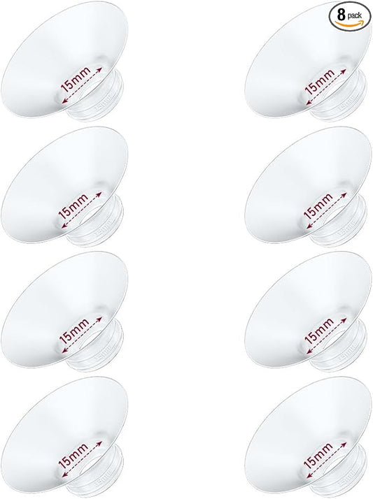 Flange Insert 8PCS 15mm Compatible with Momcozy M9/M6/M5/S12 Pro/V1 Pro/V2 pro, Spectra/Medela/Elvie/NCVI/TSRETE/eufy/Lansinoh/Paruu/MomMed Breast Pump 24mm Shields/Flanges (8pcs-15mm)