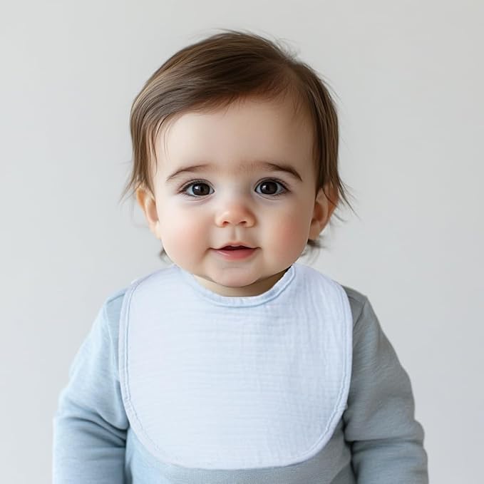 8-Pack Cotton Baby Drool Bibs - Quick-Dry Absorbent Bandana Bibs, Adjustable Snaps for Newborn to 24M