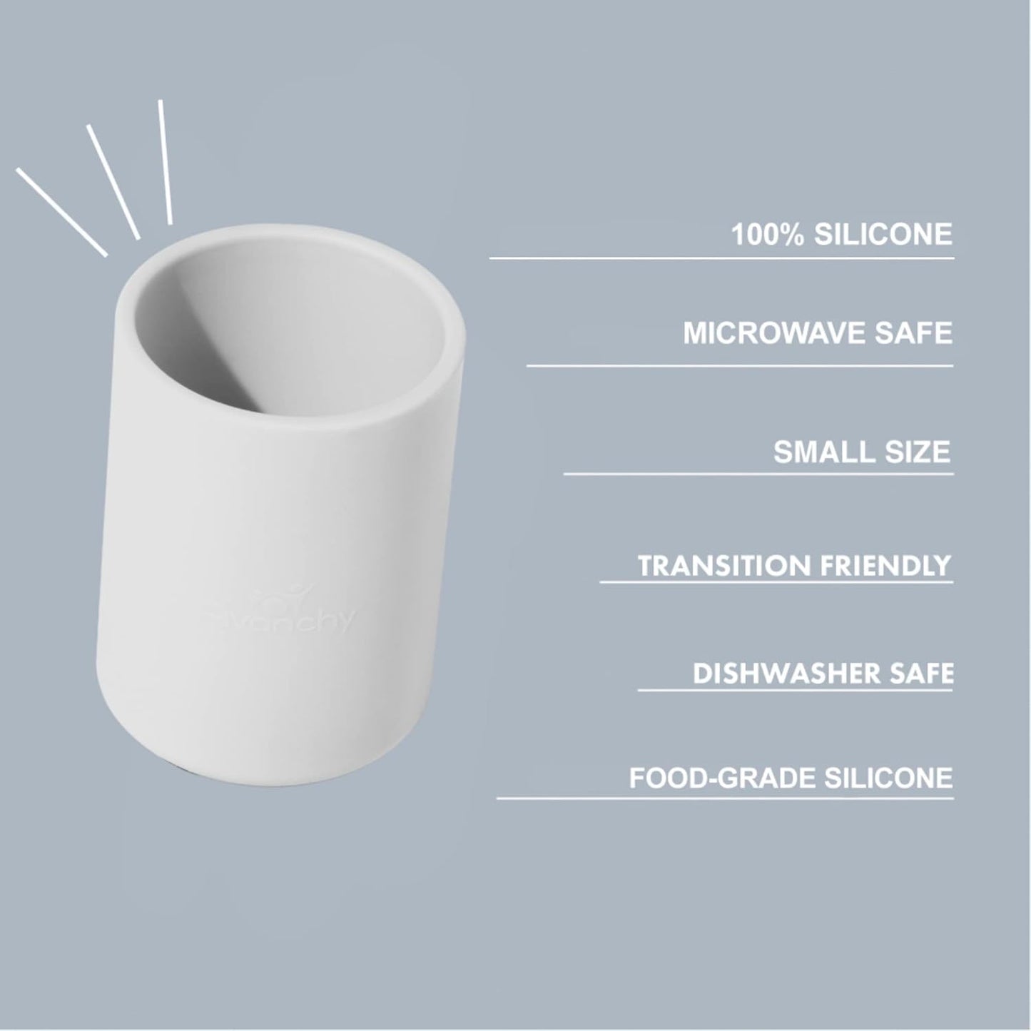 Avanchy Silicone Training Cup – 12 oz Open Cup for Toddlers and Infants – Ideal for Baby Led Weaning and Transitioning from Bottles, Blue