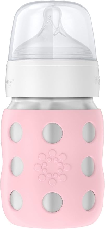 Lifefactory 8-Ounce Stainless-Steel Vacuum-Insulated Wide-Neck Baby Bottle with Stage 2 Nipple (3-6 Months) Desert Rose (LS2211WDR4)
