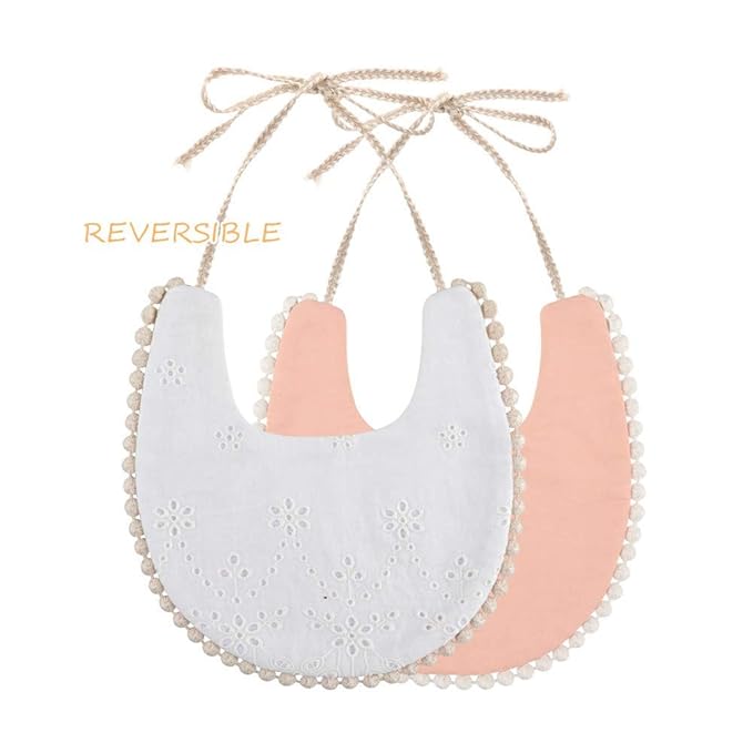 GZMM Baby Bib For Girls,Reversible Waterproof Handmade Natural Cotton Baby Drool Bib 0-12 months 4 Pack (floral mult-7, 0-12)