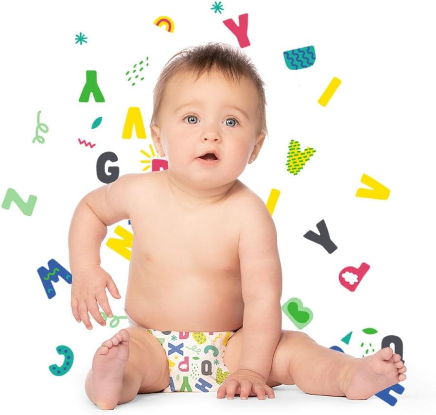 Hello Bello Diapers Size 2 | Extra-Absorbent | Hypoallergenic | Alphabet Soup | 120 Count, Pack of 4