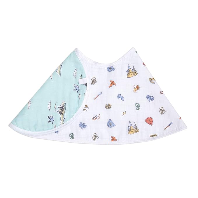 aden + anais Burpy Bib; 100% Cotton Muslin; Soft Absorbent 4 Layers; Multi-Use Burp Cloth and Bib; 22.5" X 11", Hogwarts Essentials