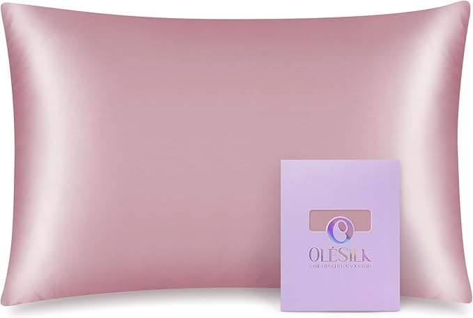 OLESILK 100% Mulberry Silk Toddler Pillowcase for Hair and Skin, Both Sides 19 Momme Pure Natural Silk Travel Pillow Cases with Hidden Zipper, 13"x 18", Light Plum