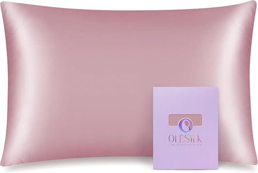 OLESILK 100% Mulberry Silk Toddler Pillowcase for Hair and Skin, Both Sides 19 Momme Pure Natural Silk Travel Pillow Cases with Hidden Zipper, 13"x 18", Light Plum