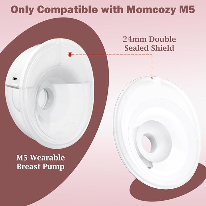 1pcs Double-Sealed Flange 24mm Compatible with Momcozy M5 Breast Pump, 24mm Flange M5 Breast Pump Replacement Accessories