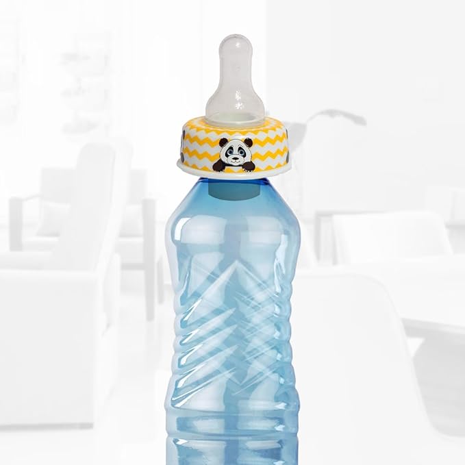 Refresh-a-Baby Reusable Bottle Top Nipple Adapter – Instantly Convert Any Bottle into a Sippy with Soft Silicone Nipples – Ideal for On-the-Go Feeding, BPA-Free, & Easy to Clean Pack of 2 (Panda)