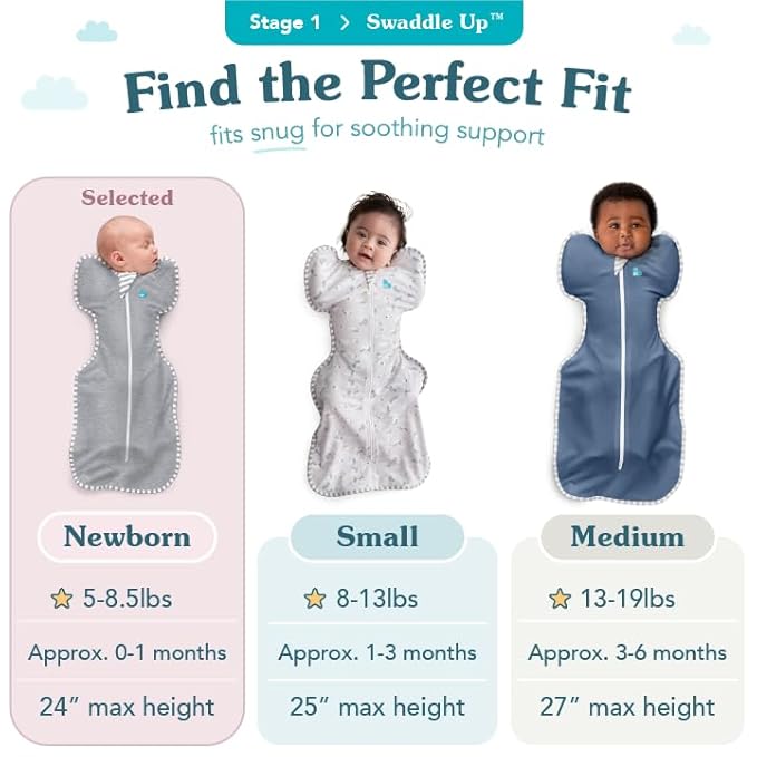 Love to Dream Swaddle UP, Baby Sleep Sack, Self-Soothing Swaddles for Newborns, Improves Sleep, Snug Fit Helps Calm Startle Reflex, New Born Essentials for Baby, 5-8.5 lbs, Denim