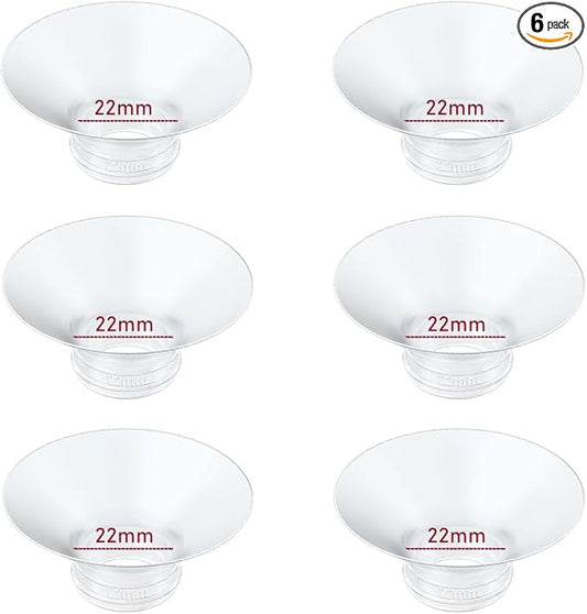 Flange Insert 22mm 6pcs Compatible with Momcozy M5/M9/M6/S12 Pro/V1 Pro/V2 Pro,for Spectra/Medela/MomMed/eufy/Lansinoh/Elvie Breast Pump, Fit for 24mm Flange/Shield of Most Pumps (6PC-22mm)