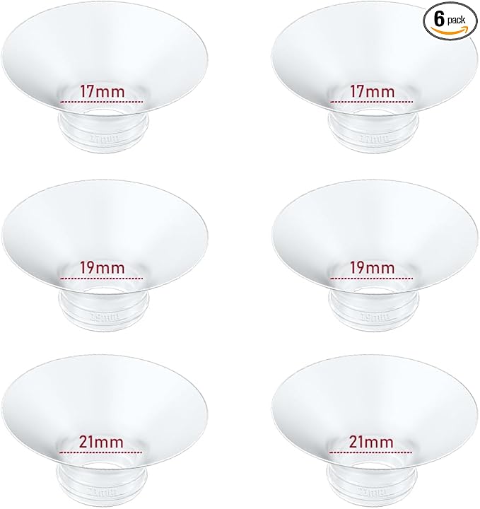 Flange Insert 17/19/21mm 6pcs Compatible with Momcozy M5/M9/M6/S12 Pro/V1 Pro/V2 Pro,for Spectra/Medela/MomMed/eufy/Lansinoh/Elvie Breast Pump,Fit for 24mm Flange/Shield of Most Pumps