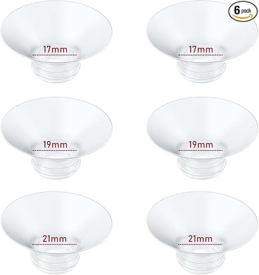 Flange Insert 17/19/21mm 6pcs Compatible with Momcozy M5/M9/M6/S12 Pro/V1 Pro/V2 Pro,for Spectra/Medela/MomMed/eufy/Lansinoh/Elvie Breast Pump,Fit for 24mm Flange/Shield of Most Pumps