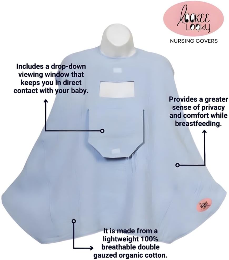 Muslin Nursing Cover for Baby Breastfeeding –with Peekaboo Window -100% Breathable Cotton Privacy Nursing Shawl - Multiuse Apron for Moms