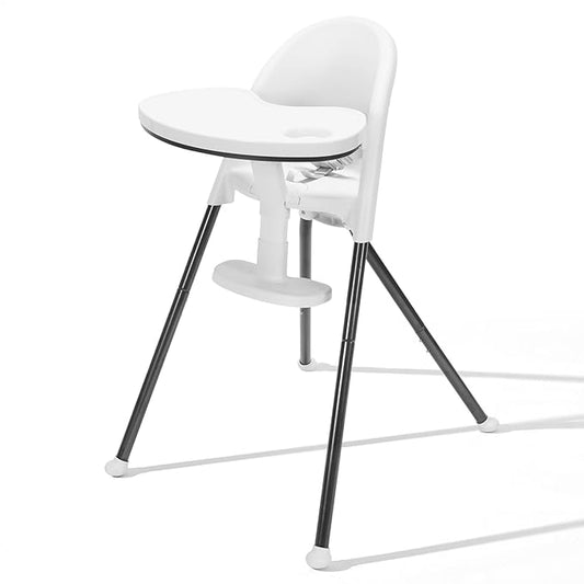 Funny Supply 3-in-1 Cute Folding High Chair, High Chairs for Babies and Toddlers, Modern Space Saving Highchair with Removable Double Tray, Easy to Clean, Light Weight Baby Feeding Chair, White