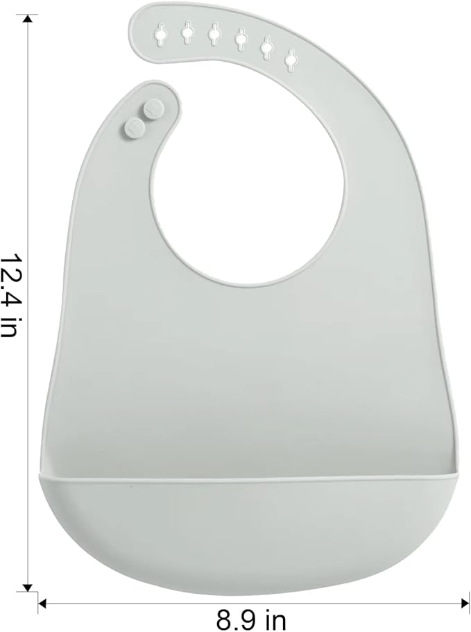 PandaEar 3 Pack Waterproof Silicone Baby Bibs| Super Thin Light Weight Feeding Bib with Food Catcher Pocket for Toddler