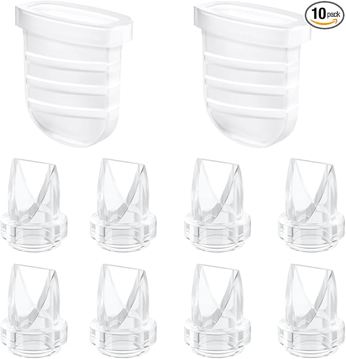 8pcs Duckbill Valves and 2pcs Silicone Diaphragms Compatible with eufy E10/S1/S1 Pro, Lansinoh Discreet Duo/NCVI S32/Nuliie S32/NICEGREEN Life S32/Zooawa S32 Breast Pump Replacement Parts,10 Packs