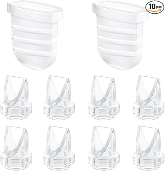 8pcs Duckbill Valves and 2pcs Silicone Diaphragms Compatible with eufy E10/S1/S1 Pro, Lansinoh Discreet Duo/NCVI S32/Nuliie S32/NICEGREEN Life S32/Zooawa S32 Breast Pump Replacement Parts,10 Packs