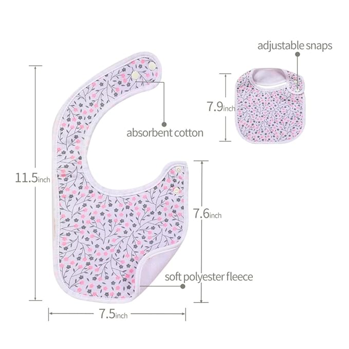 7 Pack Baby Cotton Absorbent Bibs for Drooling Teething