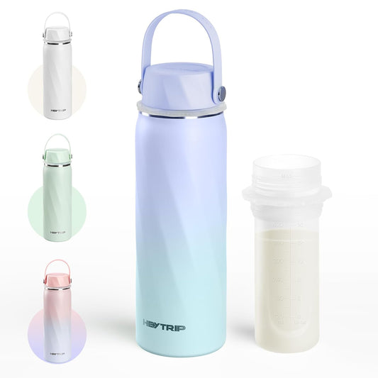 HEYTRIP Vacuum Insulated Breastmilk Cooler Bottle, 20oz Stainless Steel Portable Breastmilk Chiller, Reusable Storage Container Keeps Milk Fresh for 36+ Hours, TSA Approved, Violet Aurora