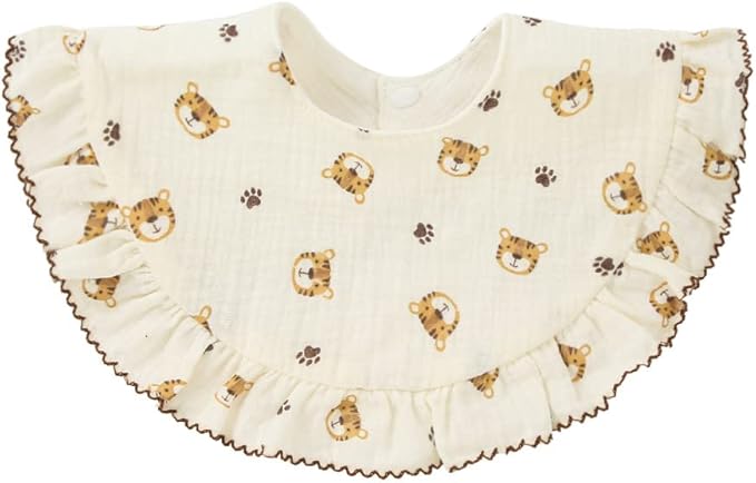 Nishine 4 pcs Unisex Baby Muslin Bandana Drool Bibs 360 Degree Rotatable Cotton Teething Feeding Drooling Bibs for Boy Girl