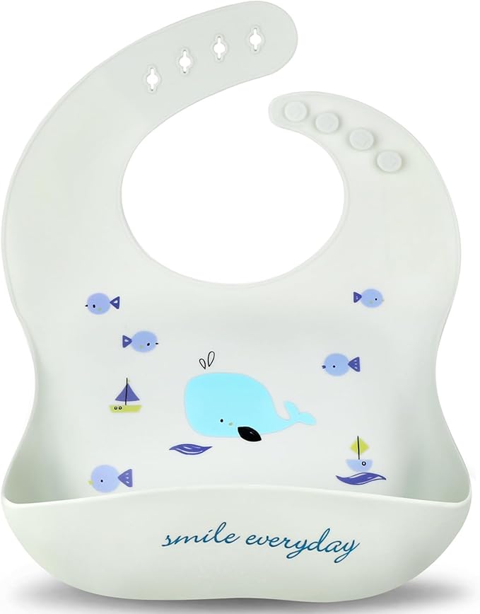 Accmor Silicone Baby Bibs, Waterproof Soft Bibs for Baby Girls Boys Feeding Eating, Silicone Baby Bibs with Large Pocket