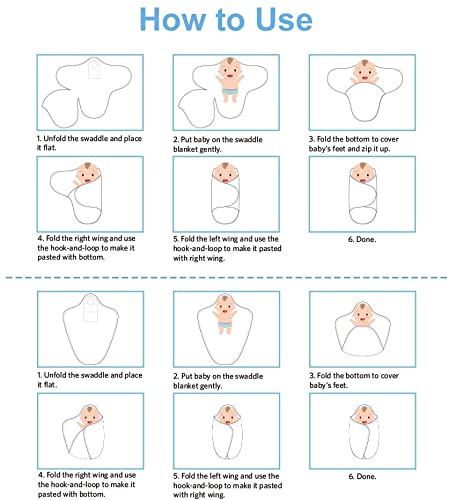 Premium Soft Cotton Baby Swaddle Blankets, Unisex Baby Blanket Wrap for Newborn Baby Boys Girls, Skin Friendly Wearable Swaddling Sleep Sack Calms Startle Reflex (White, 0-3 Months + 3-6 Months)