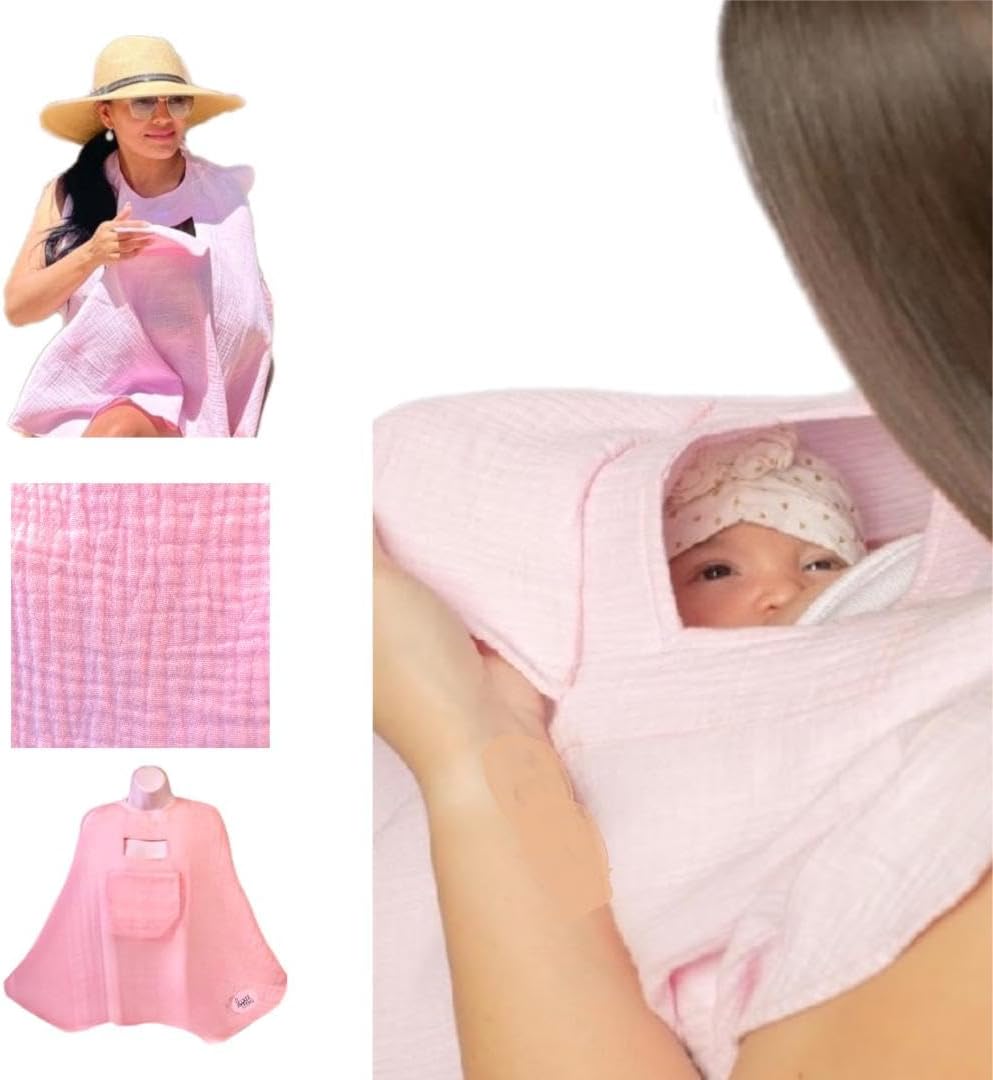 Muslin Nursing Cover for Baby Breastfeeding –Peekaboo Window -100% Breathable Cotton Privacy Nursing Shawl - Multiuse Apron for Moms