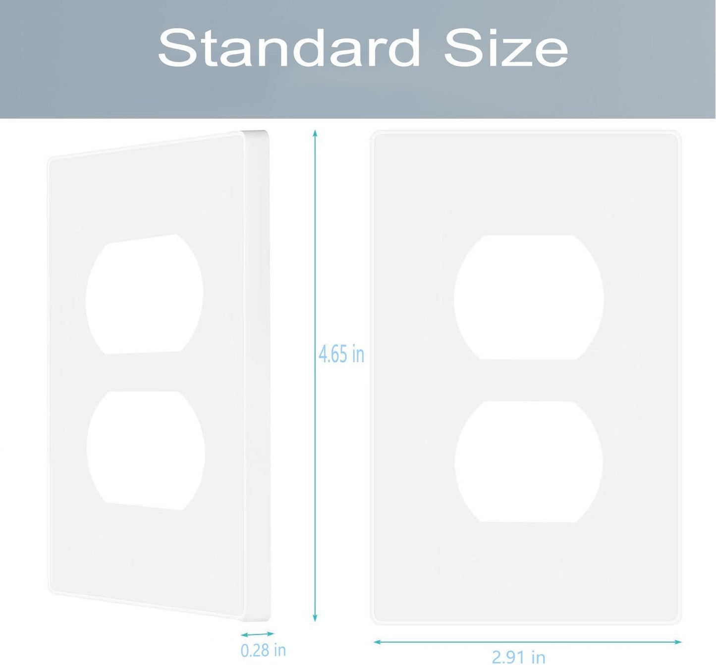 1-Gang Screwless Duplex Wall Plate Cover Single Switch Outlet Electrical Faceplate for Light Switch, Smart Switch, Receptacle, Dimmers, USB Outlet, GFCI, Child Safe Cover Plate, White (4-Pack)