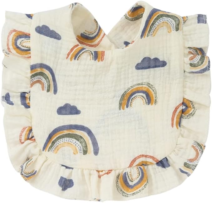 4 PACK Solid Muslin Baby Drool Bibs Set for Unisex Boys Girls Cotton Adjustable Teething Feeding Drooling Bibs