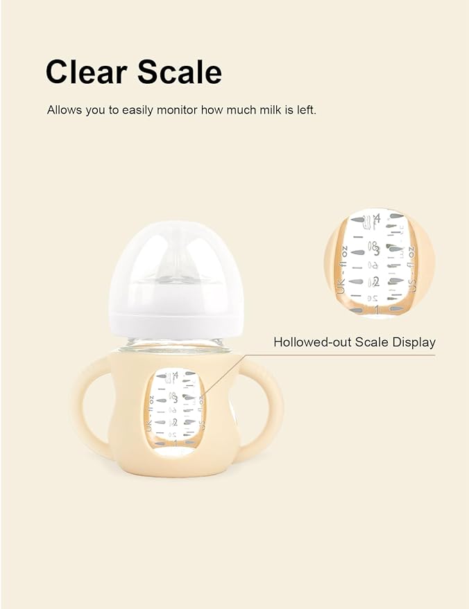 4-Pack Silicone Sleeves for Philips Avent Glass Bottles, BPA-Free Drop-Resistant Baby Bottle Sleeves with Handles, Compatible with Philips Avent Natural Glass Baby Bottles (4 oz)