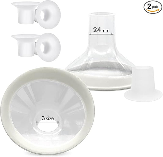 17mm 19mm 21mm Flange Inserts (6 PCS) Compatible with Lansinoh/Medela/Spectra Breast Pump, and 24mm Flange Shields (2 PCS), Replacement Pump Parts, Pump Flanges, Breast Pump Accessories