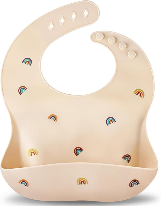 Accmor Silicone Baby Bibs, Waterproof Soft Bibs for Baby Girls Boys Feeding Eating, Silicone Baby Bibs with Large Pocket