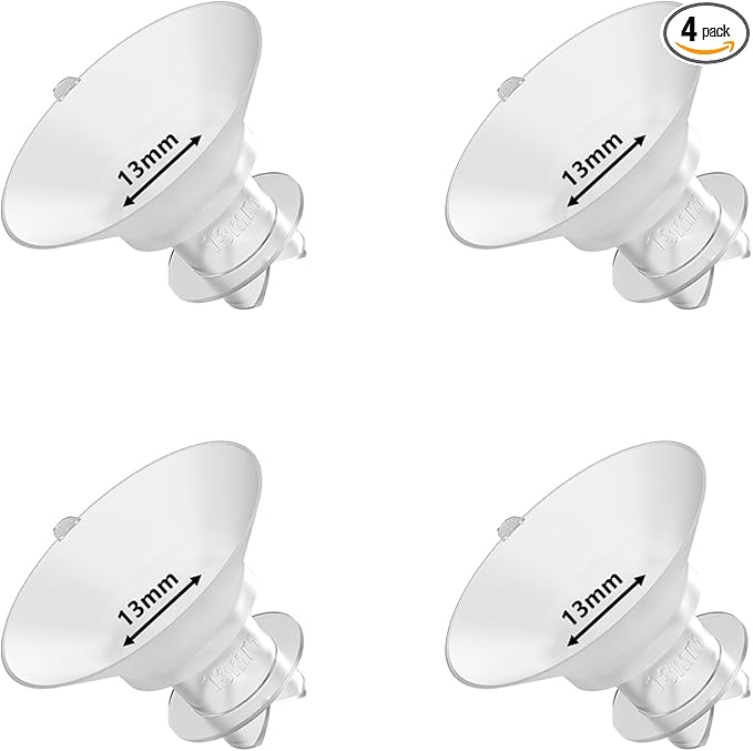 Upgraded Flange Inserts 13mm for 24mm Flange/Shield of Most Pumps Compatible with Momcozy/Medela/Spectra/eufy/Elvie/Lansinoh/TSRETE/Paru Breast Pump, Reduce 24mm Nipple Tunnel Down to 13mm, 4PCS