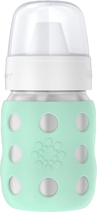 Lifefactory 8-Ounce Stainless-Steel Vacuum-Insulated Wide-Neck Baby Bottle with Hard Sippy, Mint (LS2221WMI4)