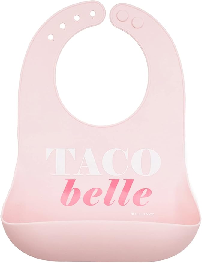 Baby Bib for Eating by Bella Tunno, Waterproof Silicone Bib with Large Food Catcher, Adjustable Fit for Babies 4-12 months & Toddlers 1-3 Years, Boys & Girls, Taco Belle