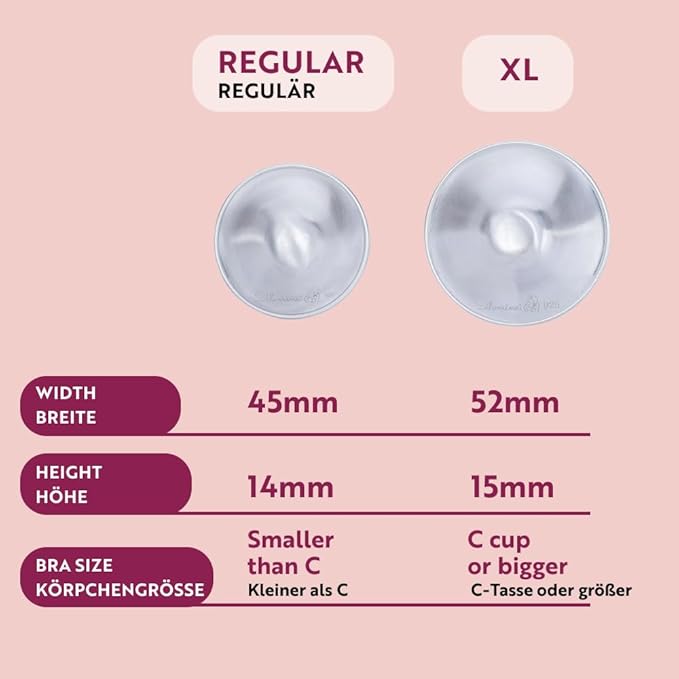 Set of 2 Silver Breastfeeding Caps, Nipple Shield Suitable for Protecting Nipples, Nursing Cups Suitable for All Breast Types, Silver Caps, Nickel Free Breastfeeding, Solid 925 Silver, Large