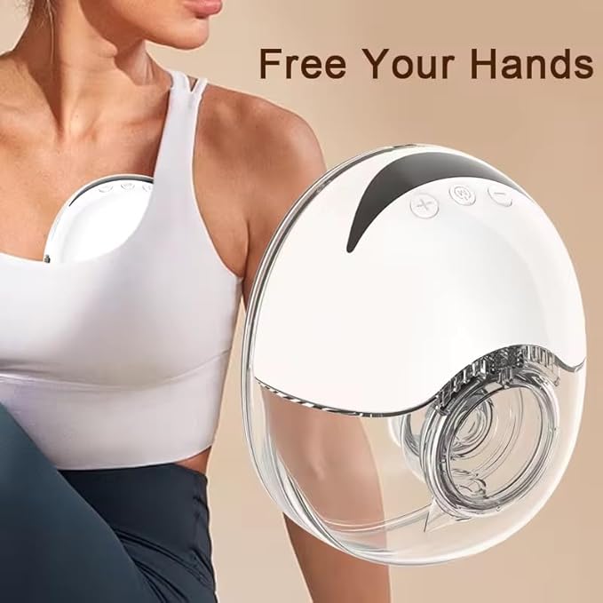 Wearable Electric Breast Pump, Variable Frequency, 4 Modes, Anti-Backflow Design, White