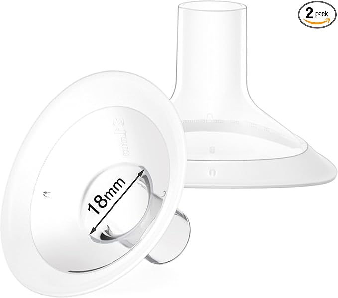 2 Count of 18mm Breast Pump Flanges Compatible with Medela/Lansinoh ComfortFit, Replace Medela PersonalFit Breast Shields, Accessories for Pump in Style Symphony Swing Harmony Freestyle Pump Parts