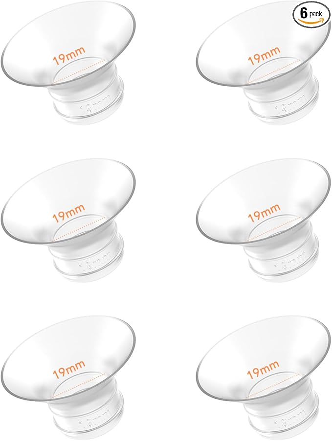 Flange Inserts 19mm 6PCS - Compatible with Momcozy M5/M6/S12 Pro/S9 Pro/V1/V2,Spectra,Medela,Elvie,Lansinoh 24mm Flange - Breast Pump Replacement Pump Parts - BPA Free Silicone,6 Pack