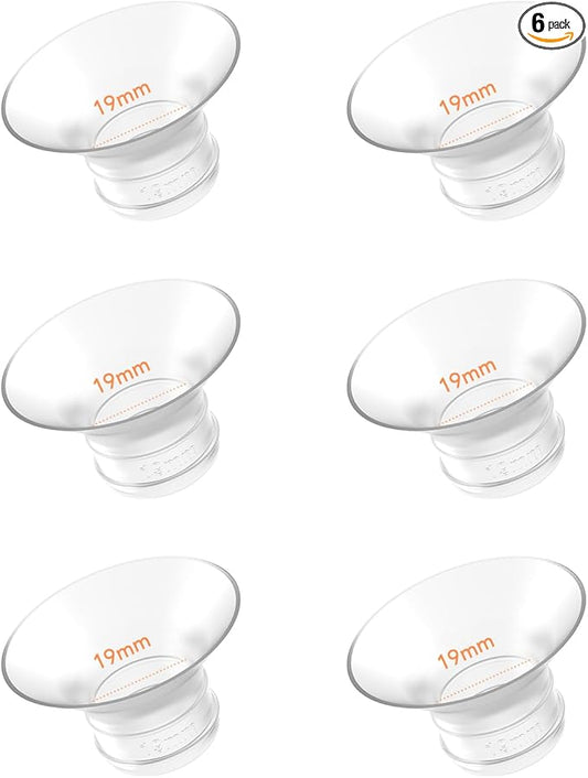 Flange Inserts 19mm 6PCS - Compatible with Momcozy M5/M6/S12 Pro/S9 Pro/V1/V2,Spectra,Medela,Elvie,Lansinoh 24mm Flange - Breast Pump Replacement Pump Parts - BPA Free Silicone,6 Pack