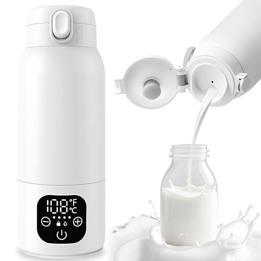 Portable Milk Warmer for Travel,Formula Container to Go 17oz Baby Bottle Warmer with 11000mAh Long Battery Fast Heating,Cordless Milk Warmer for on The go for Breast Milk and Formula, Baby Milk Warmer