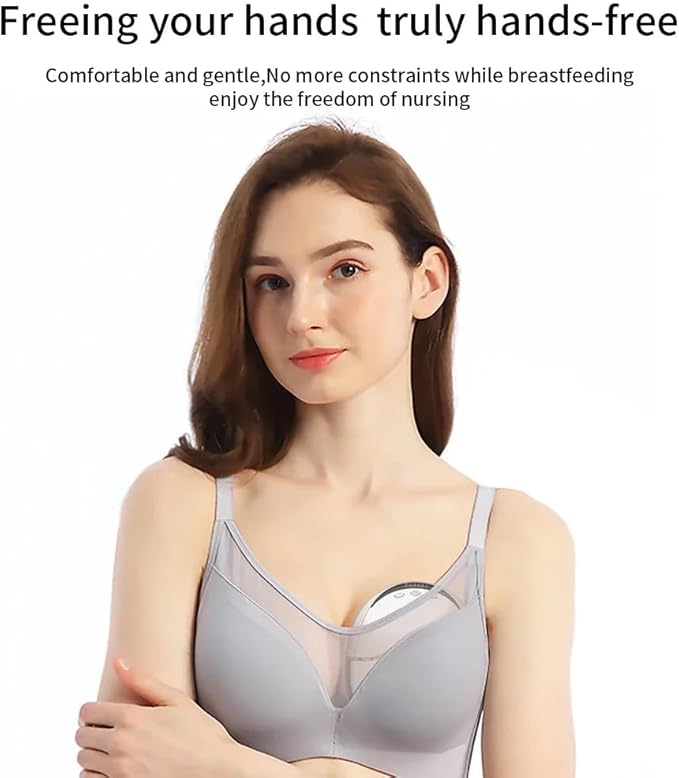 Wearable Electric Breast Pump, Variable Frequency, 4 Modes, Anti-Backflow Design, White