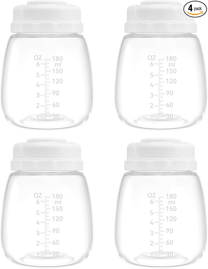Milk Storage Bottle and Collection Bottle, Compatible with Spectra S1, S2, Motif Luna, Cimilre, Replace Spectra Bottles Wide-Mouth Bottles, 4 pc (6oz/180ml)