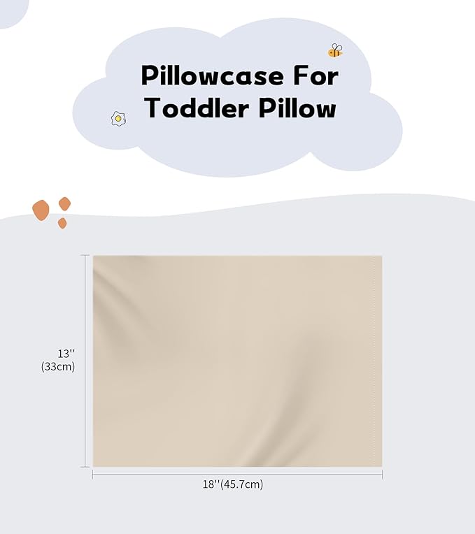 Deep Dream Toddler Pillowcases for 13x18 Pillow 2 Pack, 100% Cotton Travel Pillow Case Cover, 600 Thread Count Cotton Pillow Covers, Soft & Breathable Small Pillow Cases Envelope Closure, Cream