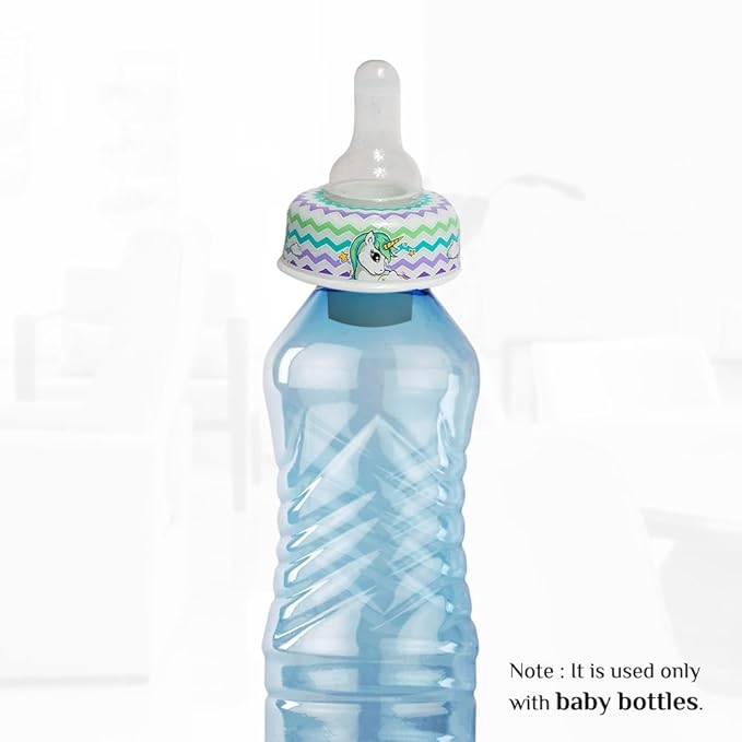 Refresh-a-Baby Reusable Bottle Top Nipple Adapter – Instantly Convert Any Bottle into a Sippy with Soft Silicone Nipples – Ideal for On-The-Go Feeding, BPA-Free, & Easy to Clean Pack of 2 (Unicorn)