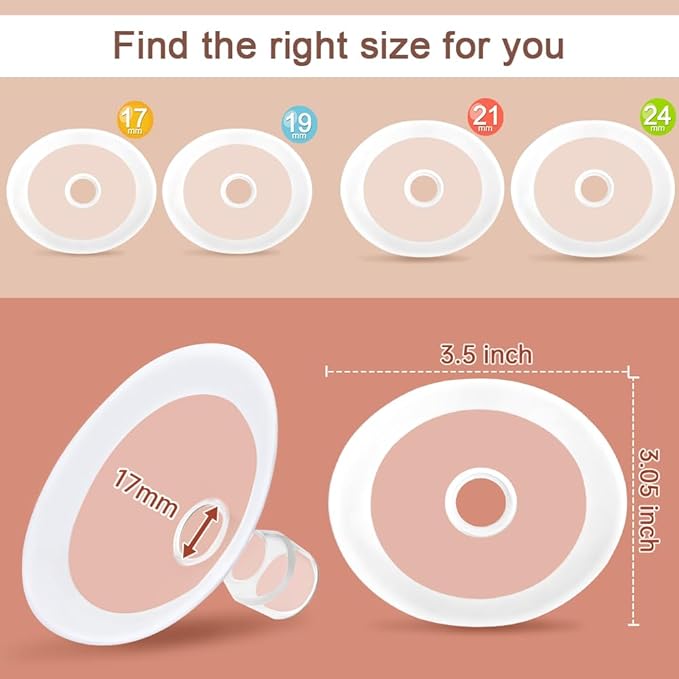 PumpMom-us 17mm Oval Flanges with Soft Rim Compatible with Spectra S2 S1 9 Plus Breastpumps Accessories, Replacement Breast Shield and Duckbill Valves for Spectra Pump Parts and Flange