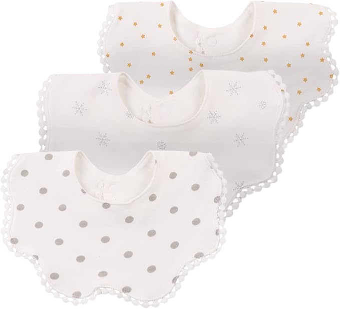 Bamery Baby Bandana Bibs White Cotton Drool Bibs for Drooling and Teething Absorbent for Boy Girl