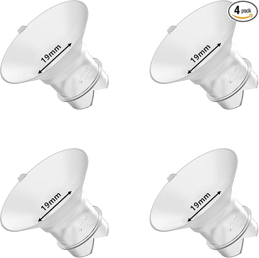 Upgraded Flange Inserts 19mm for 24mm Flange/Shield of Most Pumps Compatible with Momcozy/Medela/Spectra/eufy/Elvie/Lansinoh/TSRETE/Paru Breast Pump, Reduce 24mm Nipple Tunnel Down to 19mm, 4PCS