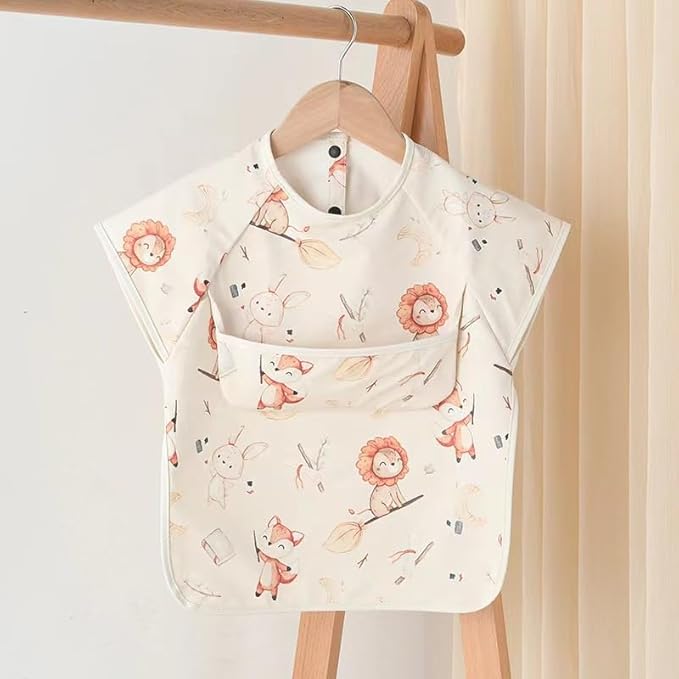 GZMM Waterproof Baby Bibs,Infant Toddler Extra Cover Feeding Bib With Food Catcher,Easy Clean & Washable